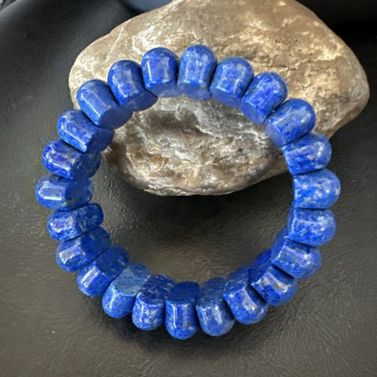 Mens Womens Blue Lapis Lazuli Stretch Bead Bracelet 7” 18861