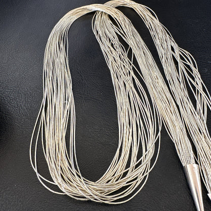 30 Strands Heishi tubes Liquid Sterling Silver Necklace 30” 19620