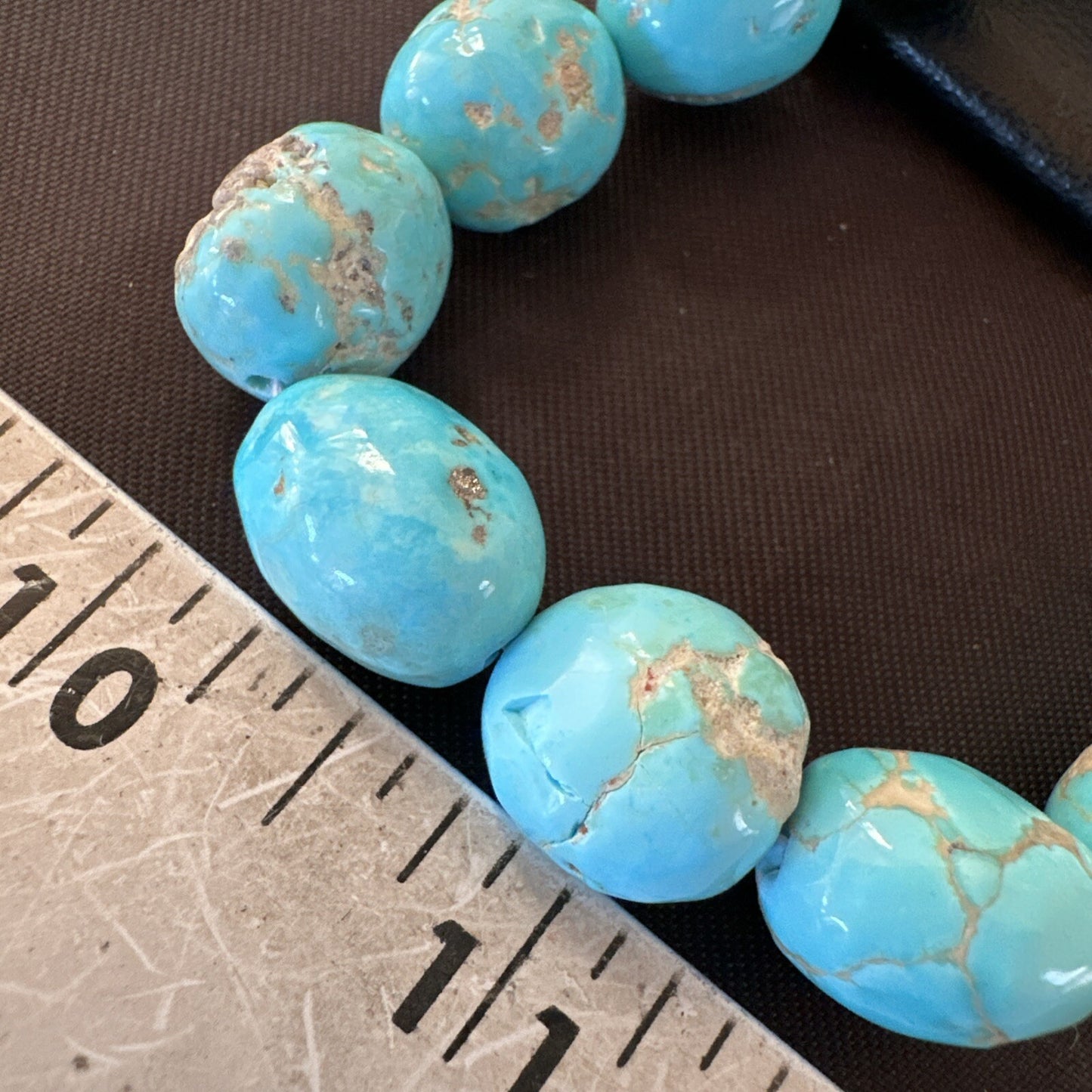 Authentic Blue Sleeping Beauty Graduated Turquoise Nugget Strand 19” 18590