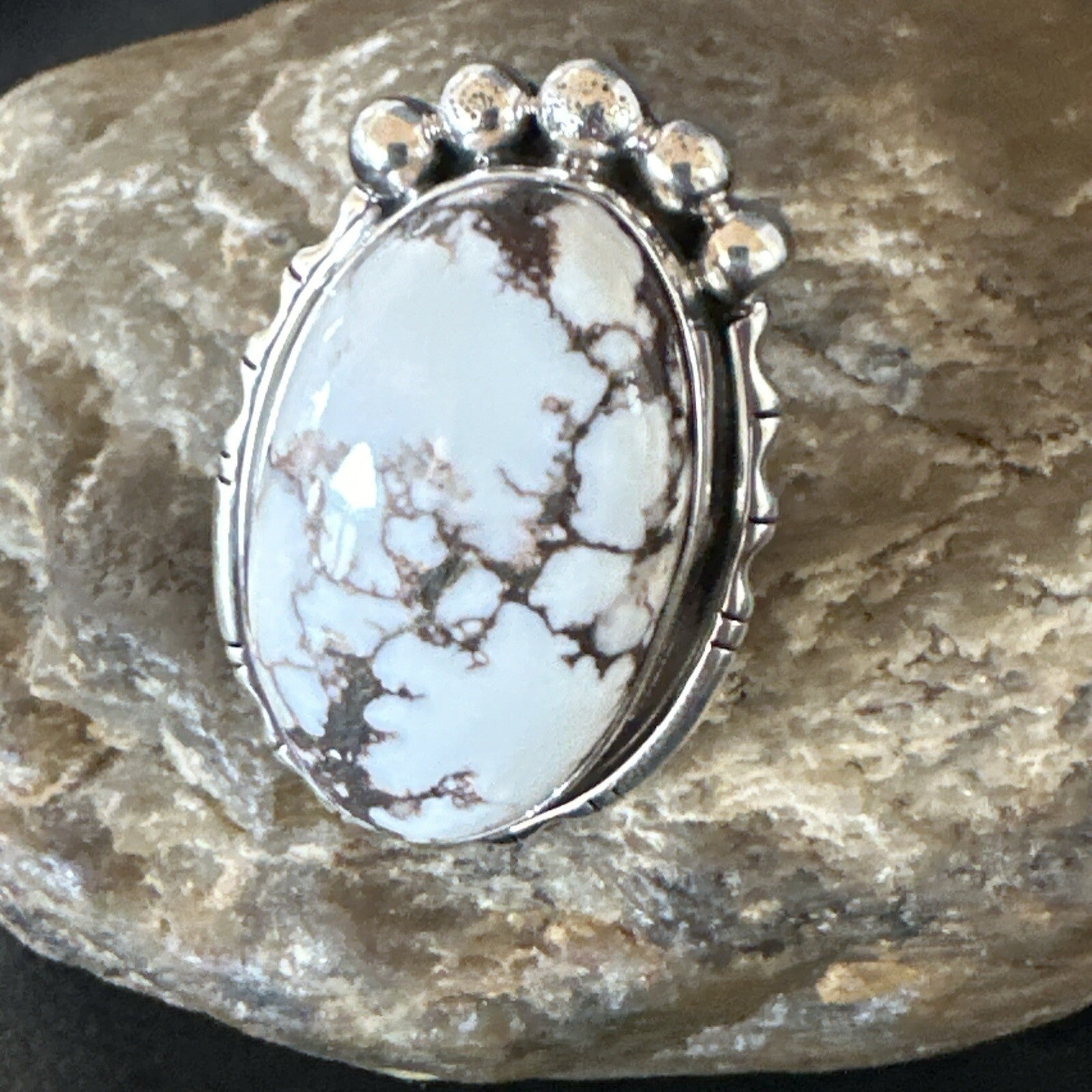 Men’s Womens Wild Horse Turquoise Navajo Sterling Silver Ring Size 7 18011