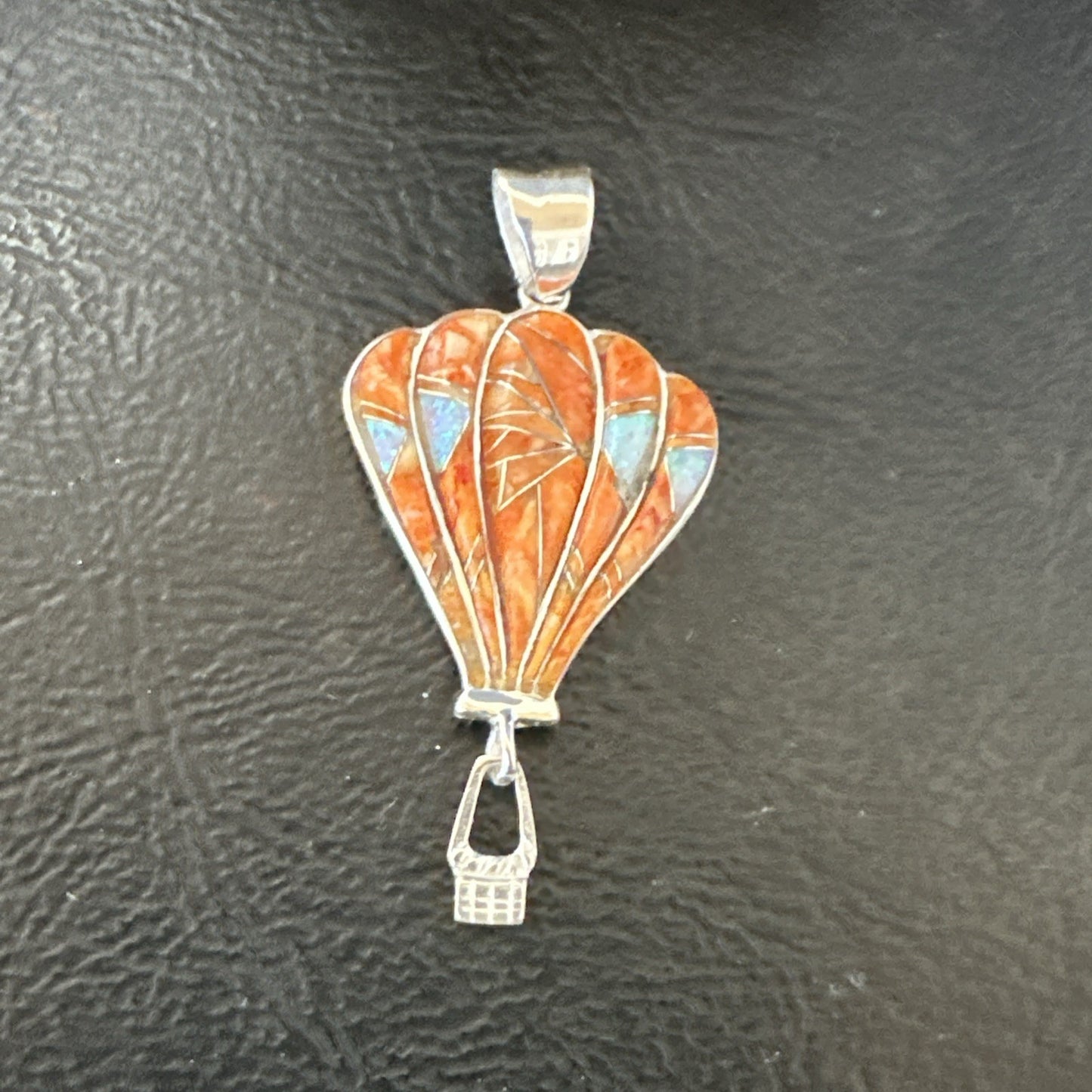 Balloon Orange Spiny Opal Pendant Navajo Sterling Silver 19259