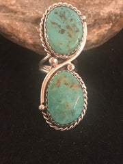 Apache Turquoise Navajo Ring Size 9 | Sterling Silver | Authentic Native American Handmade | 02890