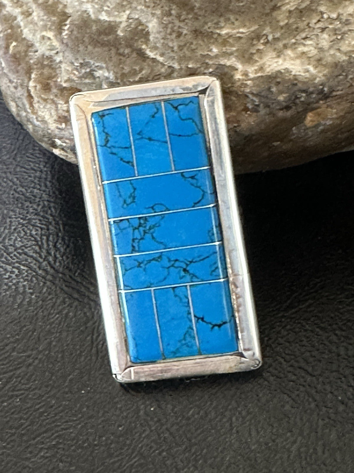 Harold Joe Mens Native American Navajo Blue Turquoise Inlay Ring Sz 11 19395
