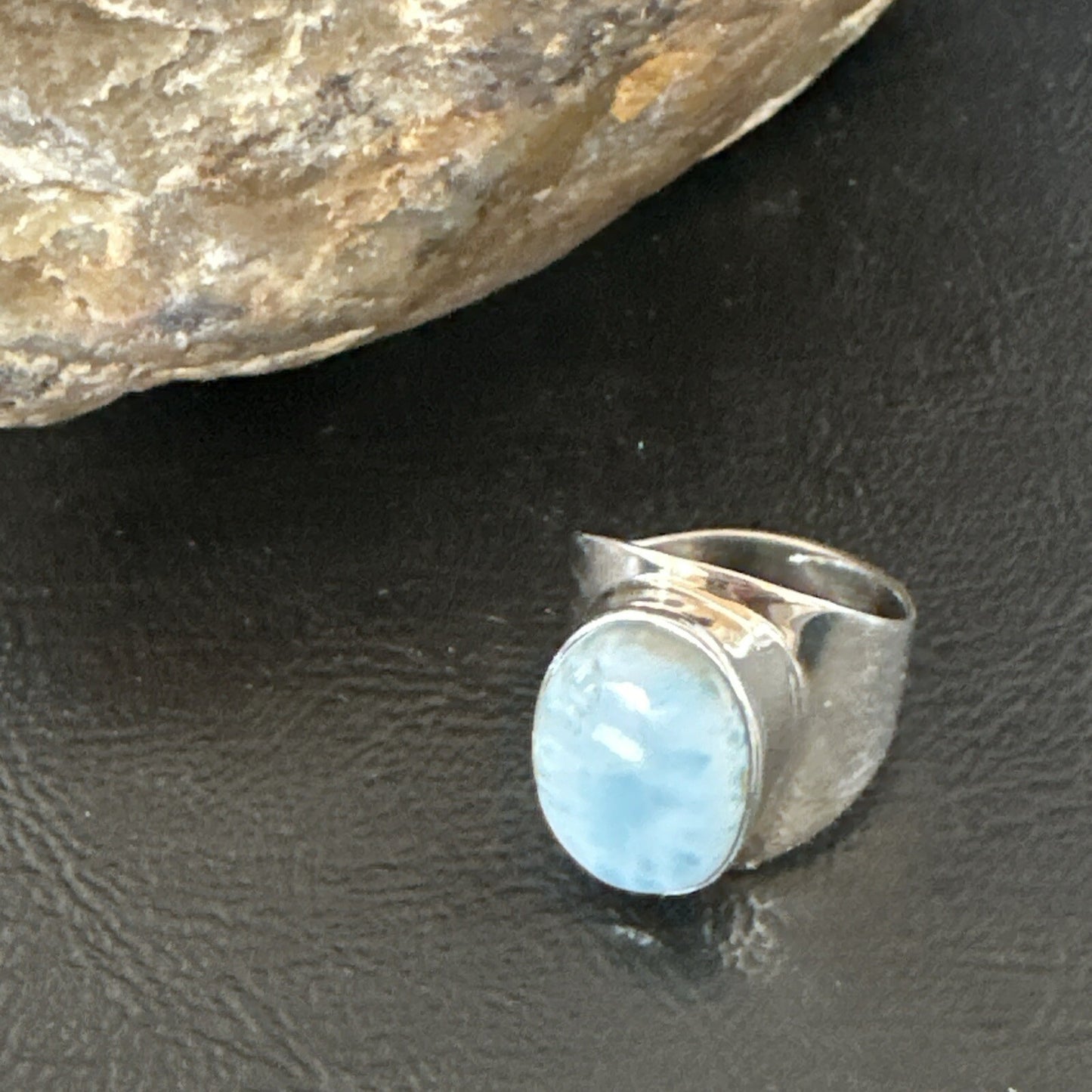 Womens Blue Larimar Navajo Sterling Silver Ring Size 8 17670