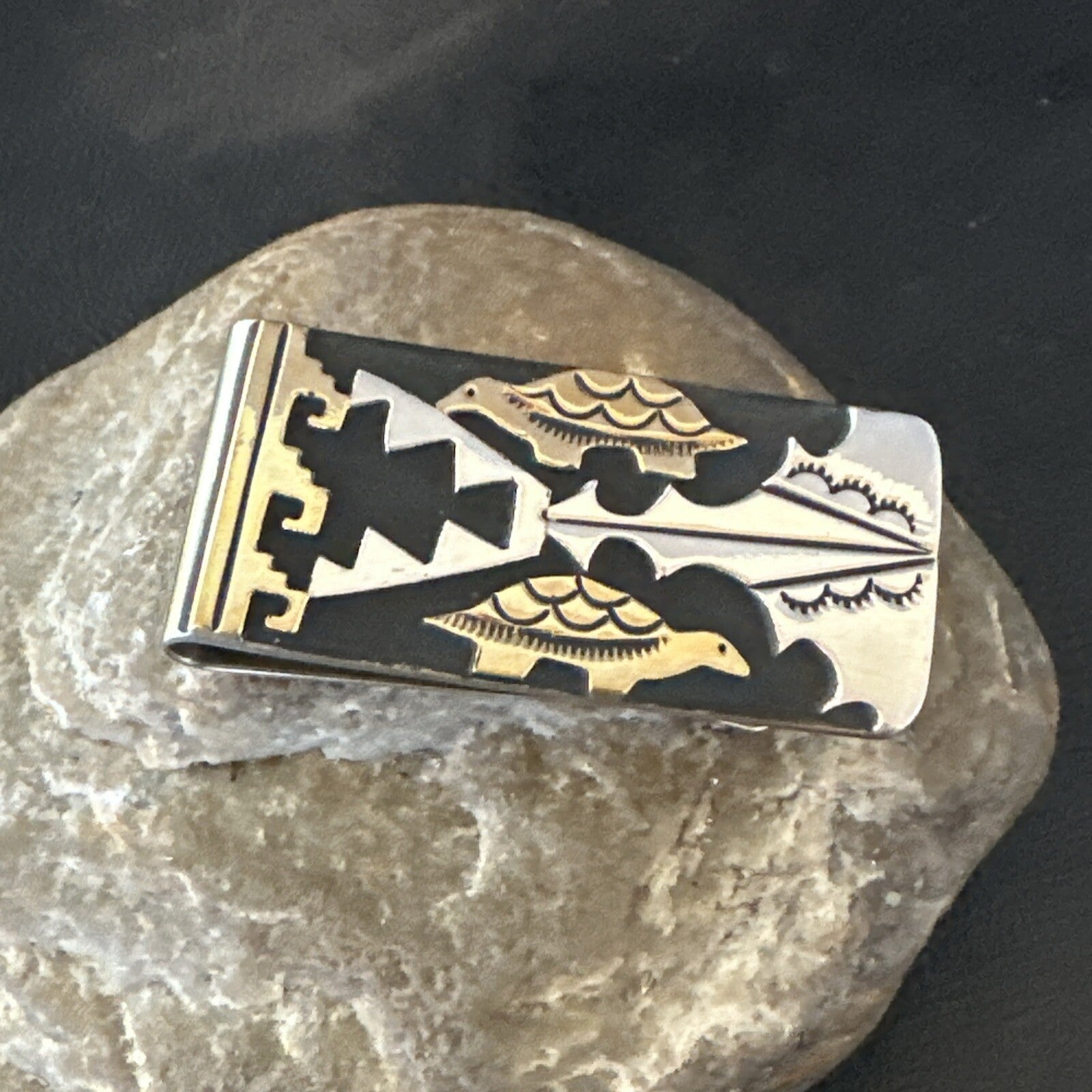 Money Clip Turtles Credit Card Holder Navajo Sterling Silver T&R Singer 17825