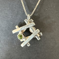 Double Sided Opal Green Peridot Faceted Pendant Necklace | Sterling Silver | Authentic Native American Handmade | 17967