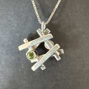Double Sided Opal Green Peridot Faceted Pendant Necklace | Sterling Silver | Authentic Native American Handmade | 17967