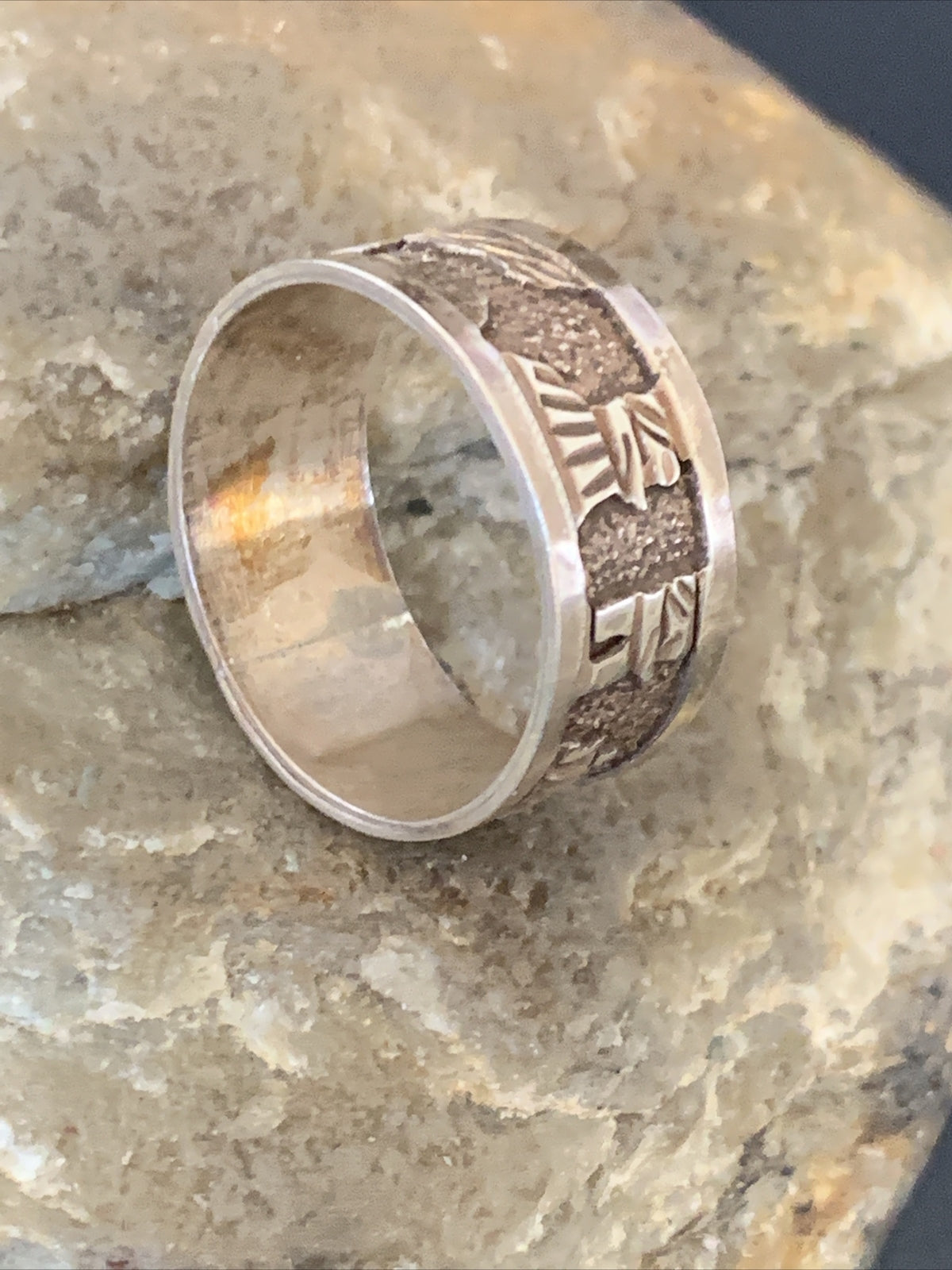 Native American Navajo Stamped Sterling Silver Pueblo Ring Size 10 14750