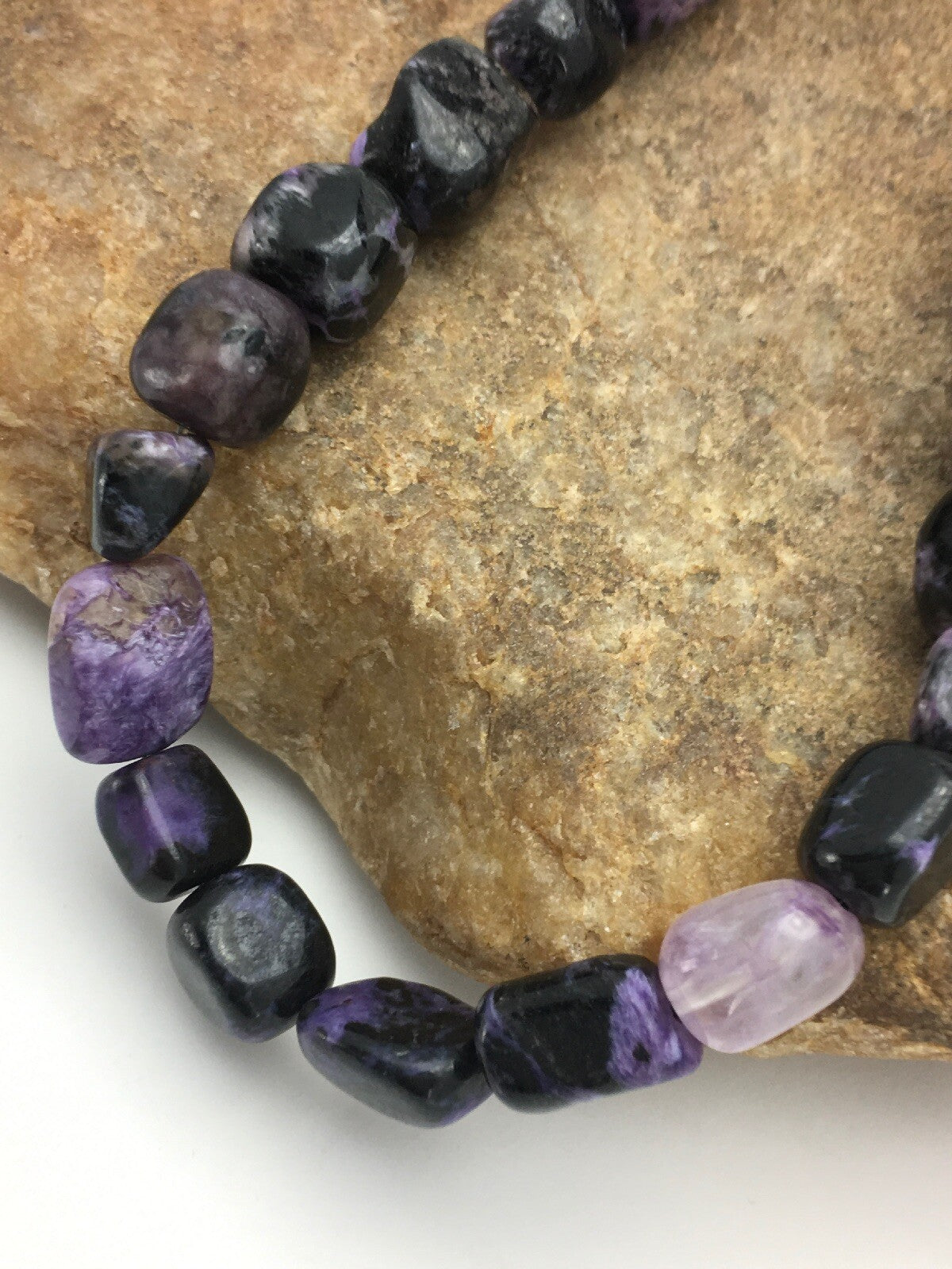 Purple Charoite Navajo Sterling Silver Beads Necklace 02700