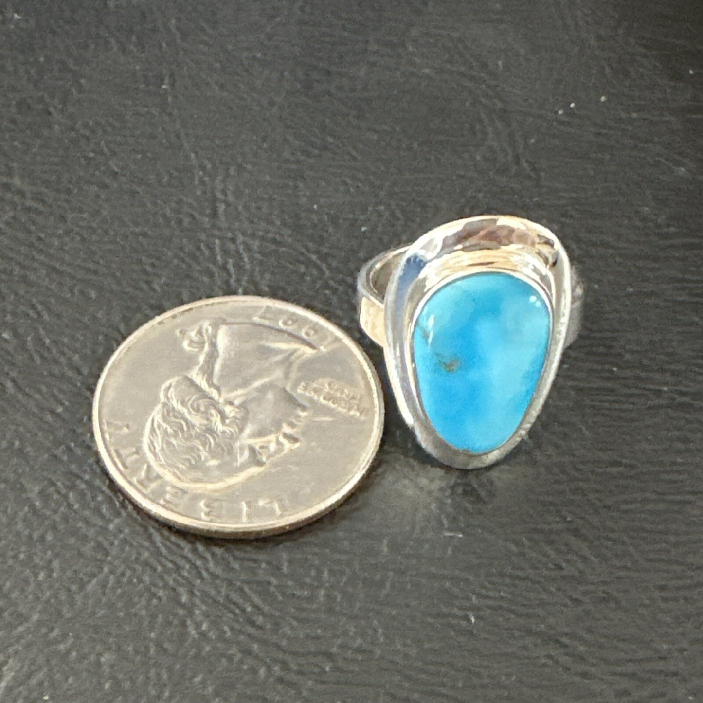 WoMens Sterling Silver Robin Egg Blue Kingman Turquoise Ring Size 6 17732