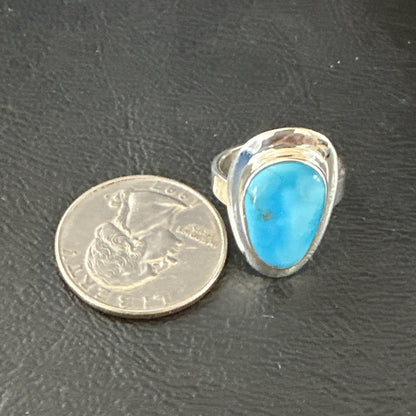 WoMens Sterling Silver Robin Egg Blue Kingman Turquoise Ring Size 6 17732