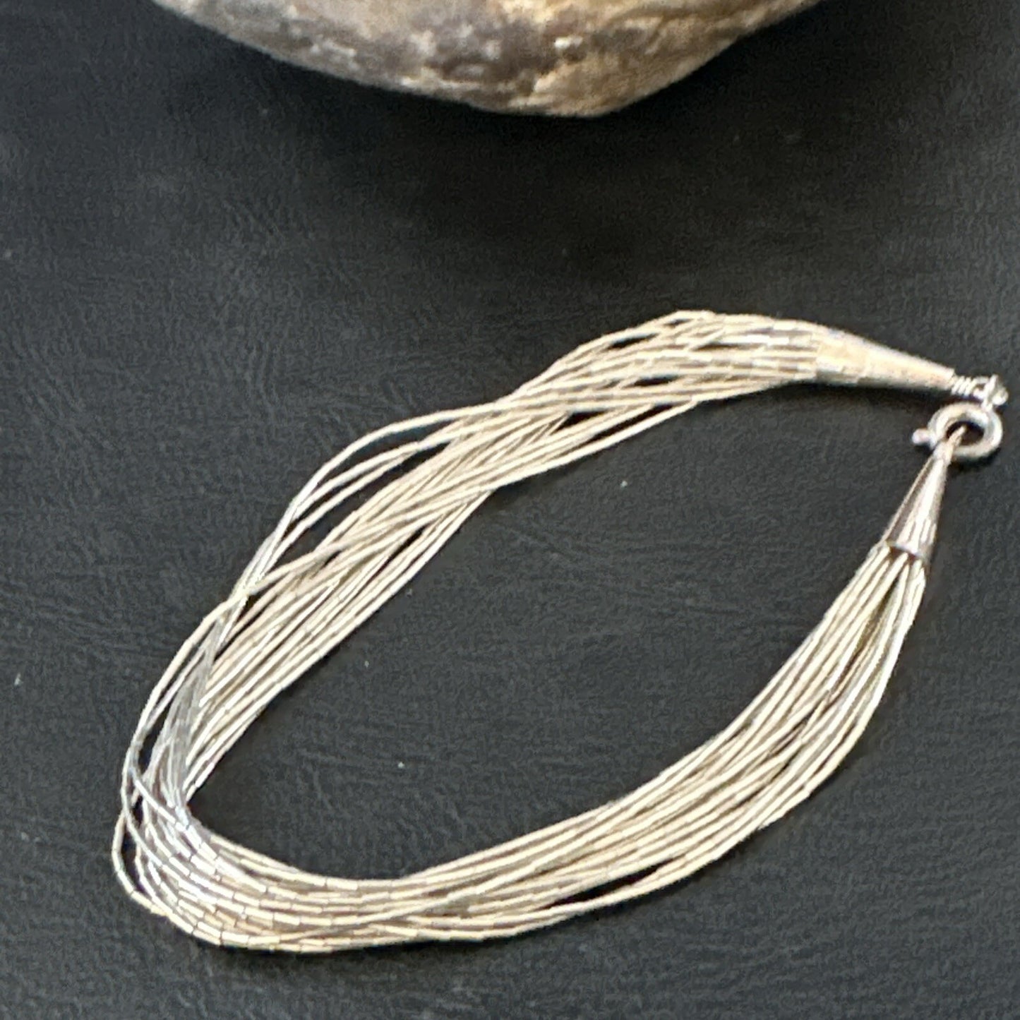 Womens Heishi Liquid Sterling Silver 20 Strands Bracelet 7.5" 1142