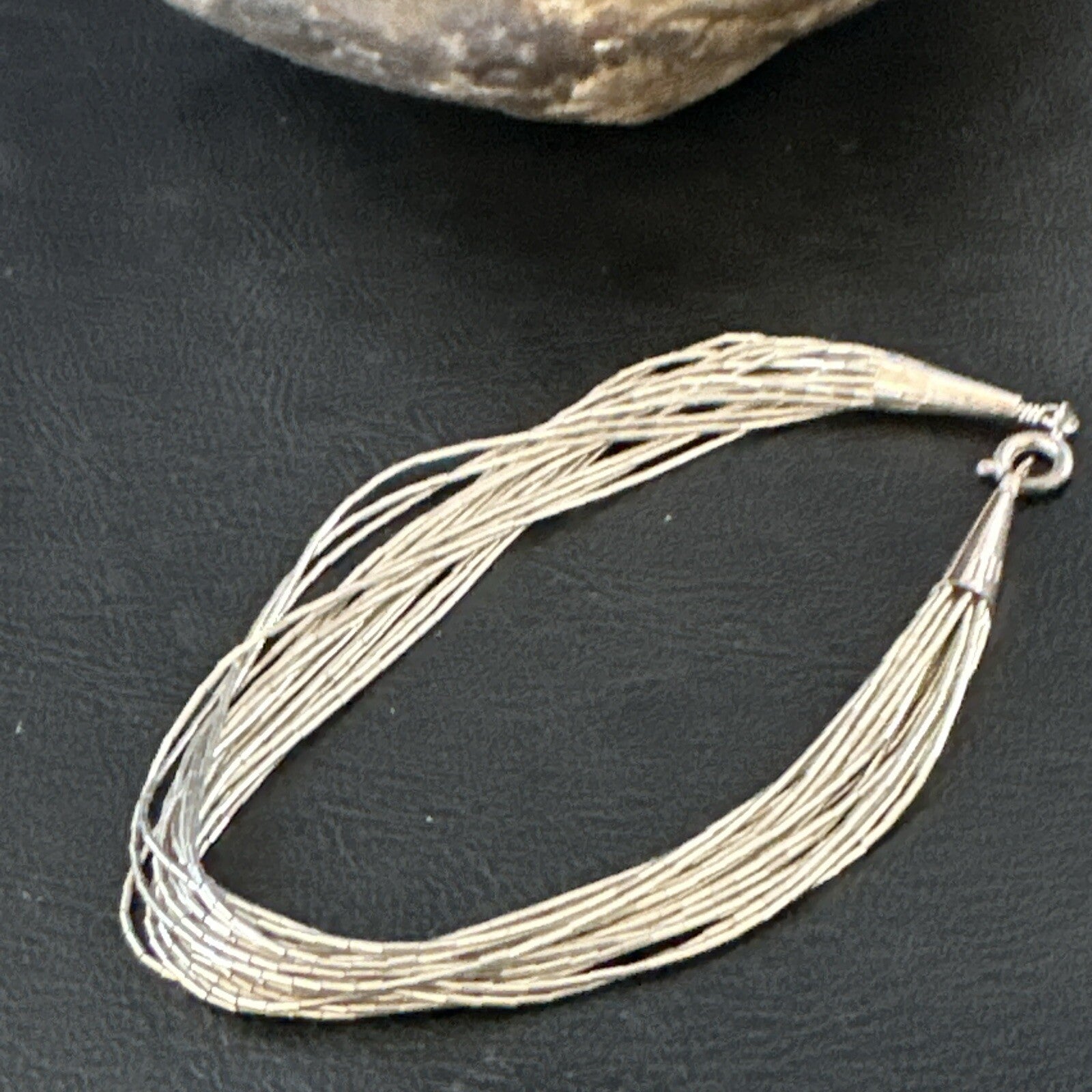 Womens Heishi Liquid Sterling Silver 20 Strands Bracelet 7.5" 1142