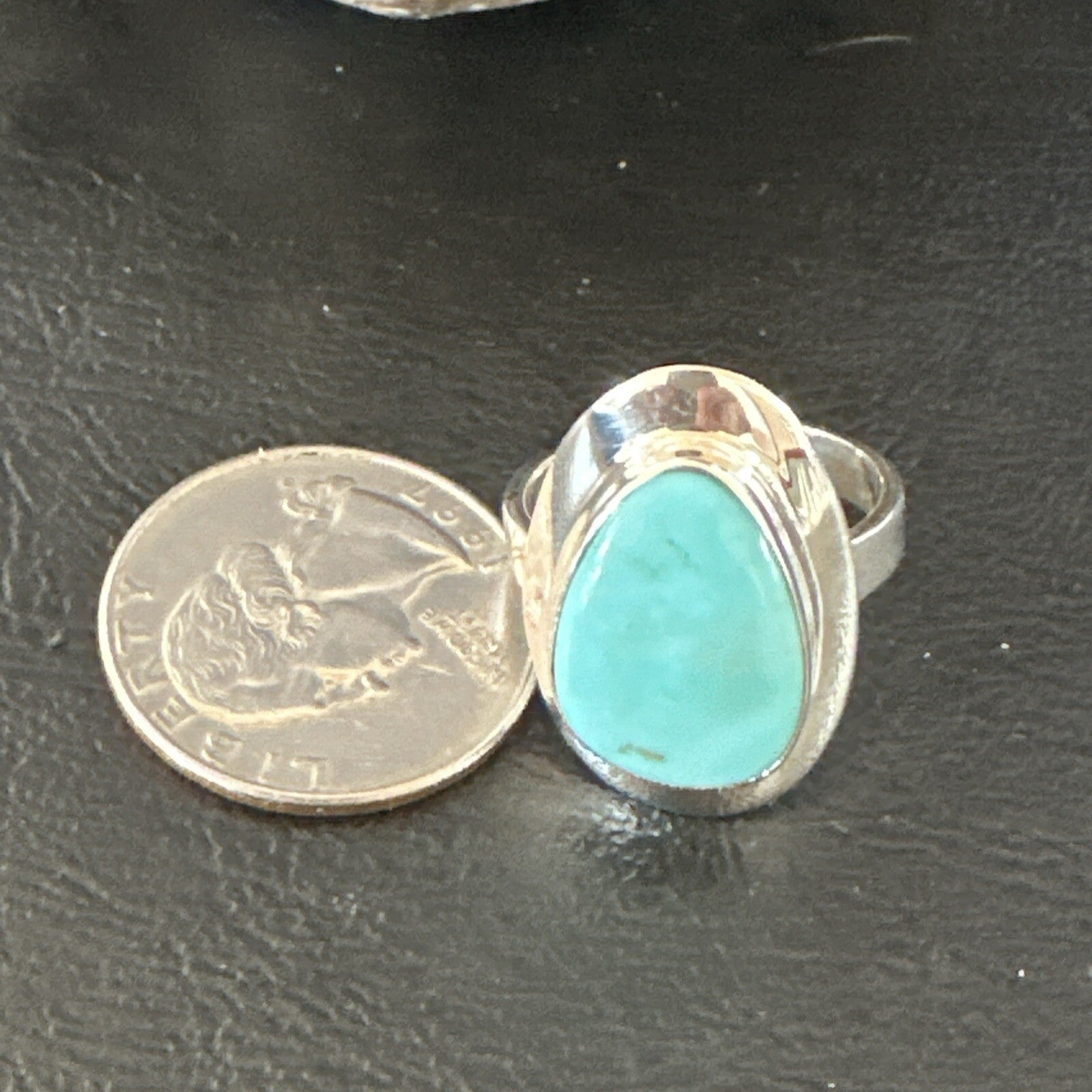 WoMens Sterling Silver Robin Egg Blue Kingman Turquoise Ring Size 8.5 17729