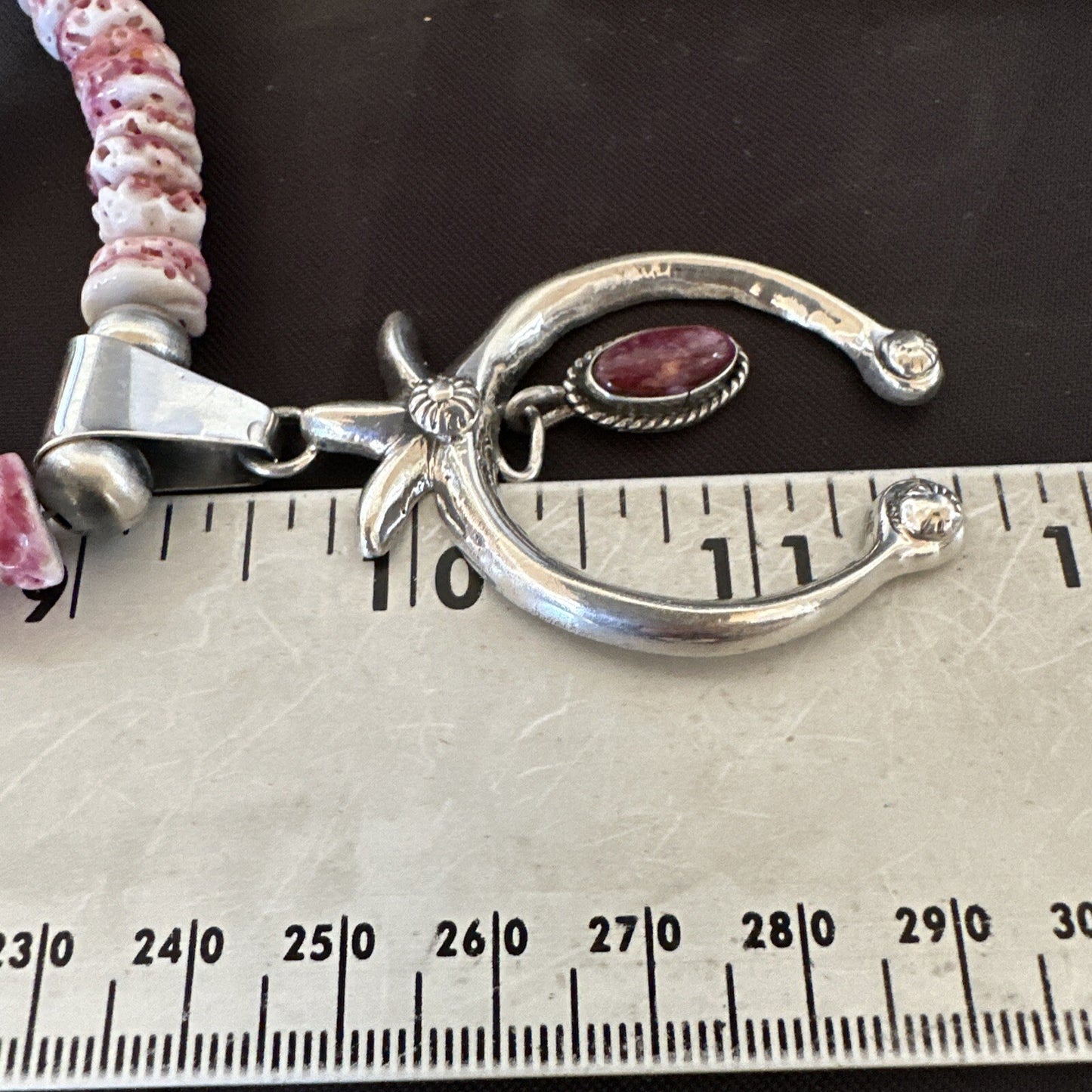 Purple Spiny Oyster Naja Pendant Turquoise Navajo Sterling Silver Necklace 17871