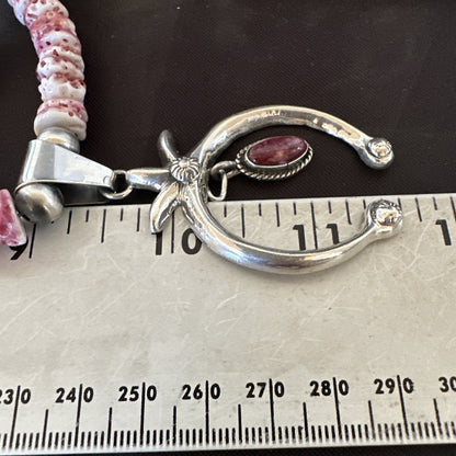 Purple Spiny Oyster Naja Pendant Turquoise Navajo Sterling Silver Necklace 17871