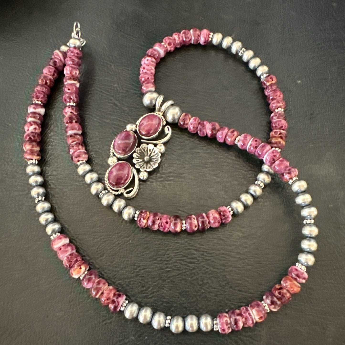 Sterling Purple Spiny Sugilite Pendant Navajo Silver Necklace 19608