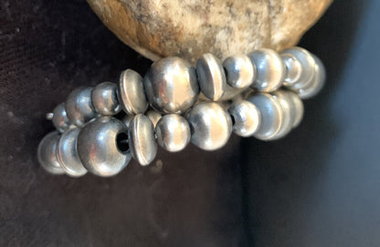 Navajo Pearls Sterling Silver Mixed Bead Stainless Wrap Bracelet 8" 11808