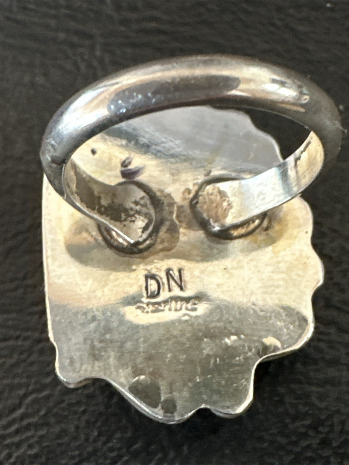 Black White Buffalo Turquoise Navajo Sterling Silver Ring Size 7 19807