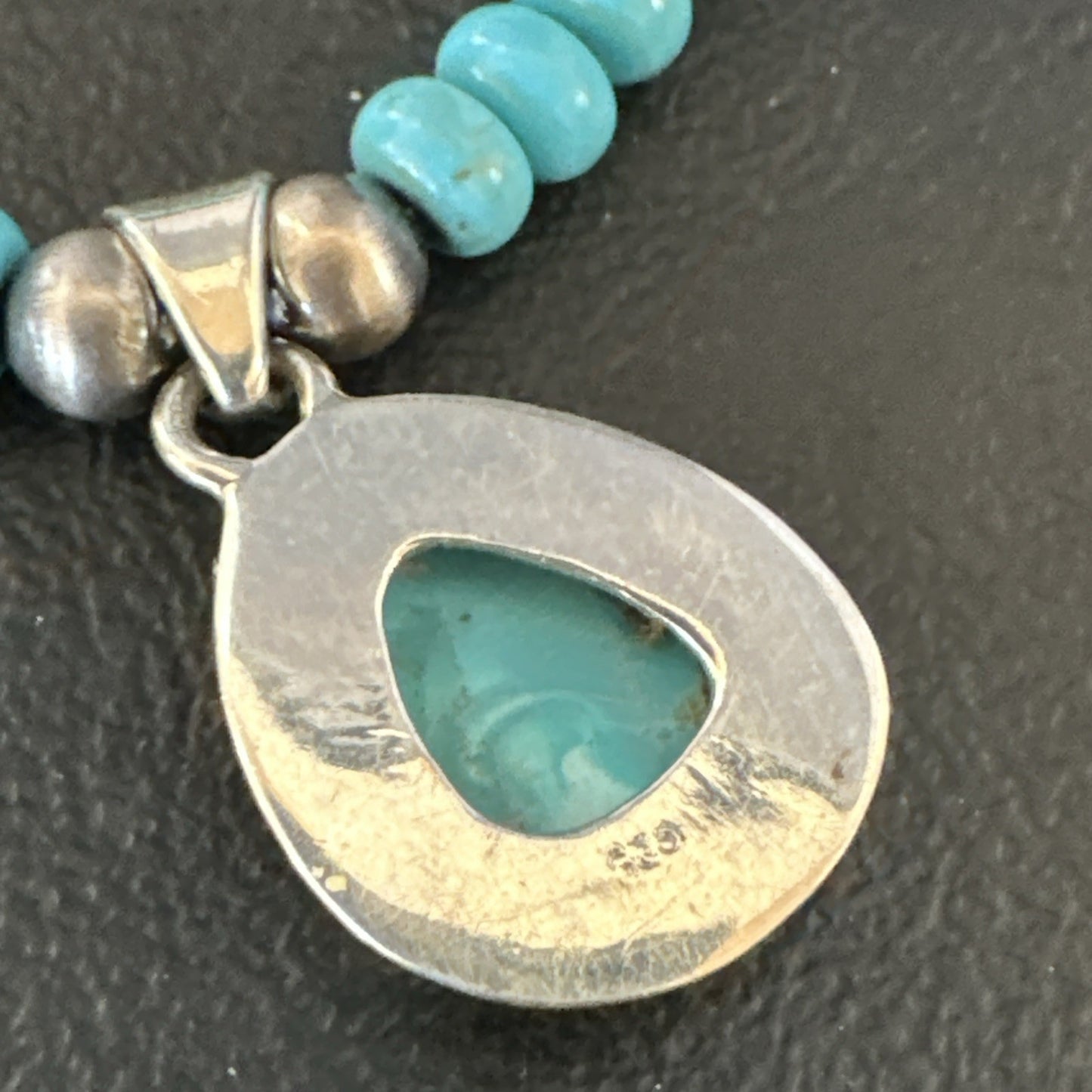 WoMens Blue Kingman Turquoise Pendant Navajo Sterling Silver Necklace 21" 19055