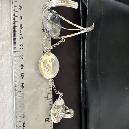 Yazzie Navajo Sterling Silver White Buffalo Turquoise Slave Bracelet Ring 19124