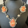 Orange Spiny Oyster Pendant Navajo Lariat Necklace 21" | Sterling Silver | Authentic Native American Handmade | 18628