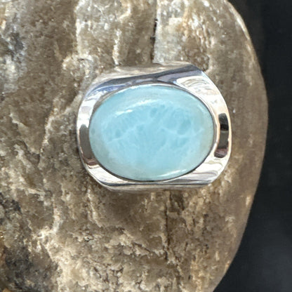 Womens Blue Larimar Navajo Sterling Silver Ring Size 8 17669