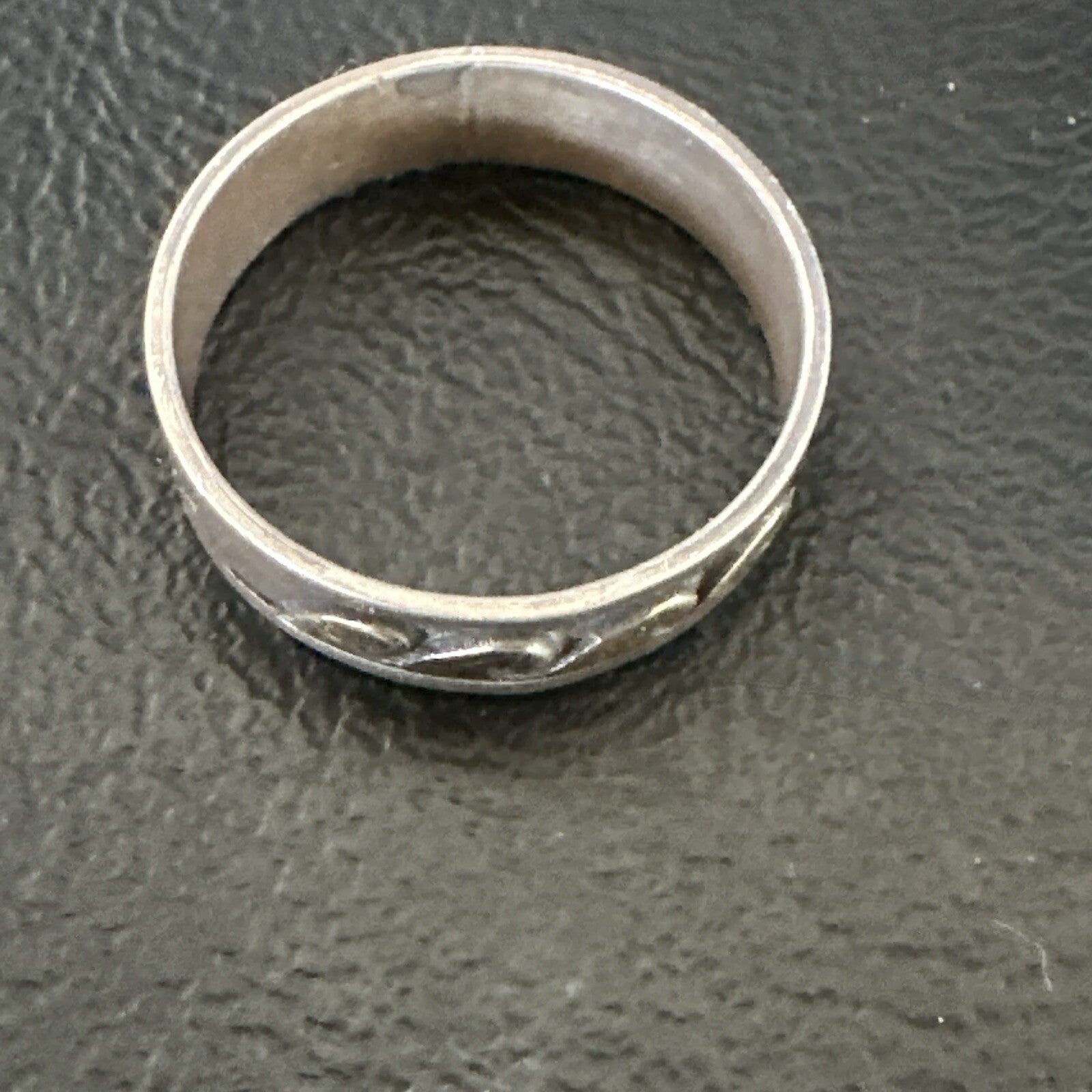 Mens Wedding Band Navajo Stamped 14K Gold Sterling Silver Ring Sz 12 17968