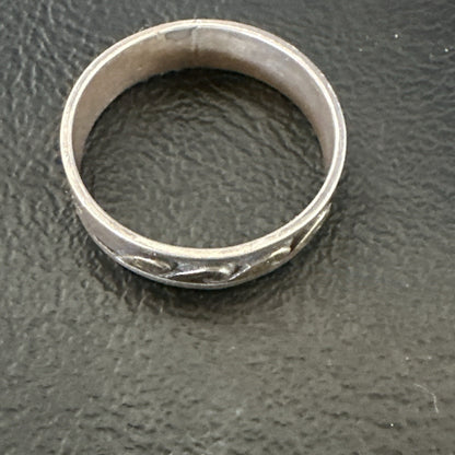 Mens Wedding Band Navajo Stamped 14K Gold Sterling Silver Ring Sz 12 17968