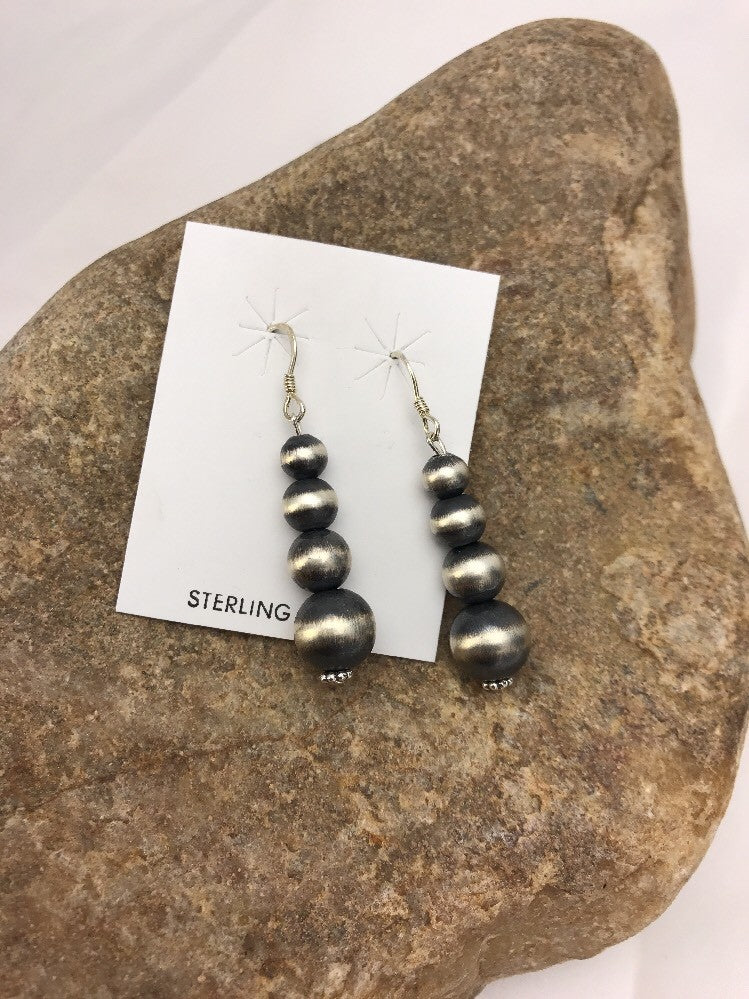 Sterling Silver Beads Navajo Earrings 1.5” 318