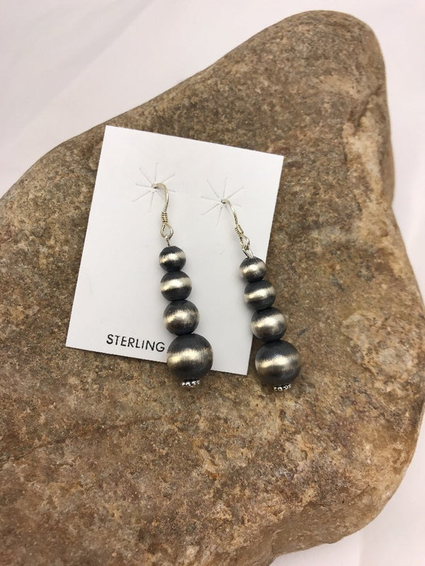 Beads Navajo Earrings 1.5" | Sterling Silver | Authentic Native American Handmade | 318