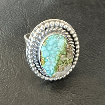 Navajo Sterling Silver Green Royston Turquoise Ring Size 7 19630