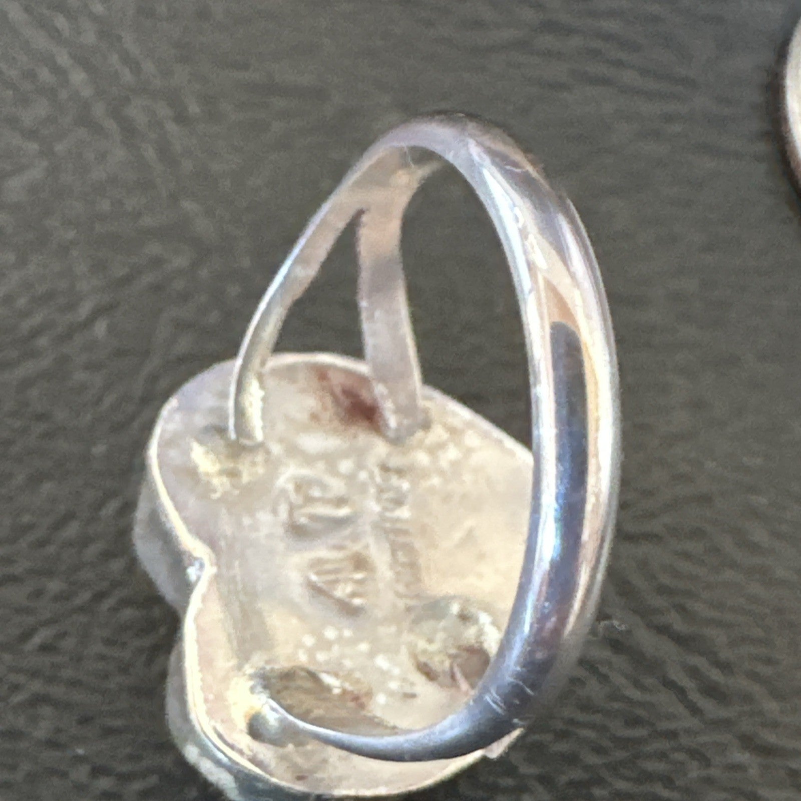 Orange Heart Ring Handmade Navajo Spiny Oyster Sterling Silver Sz 8.5 19328