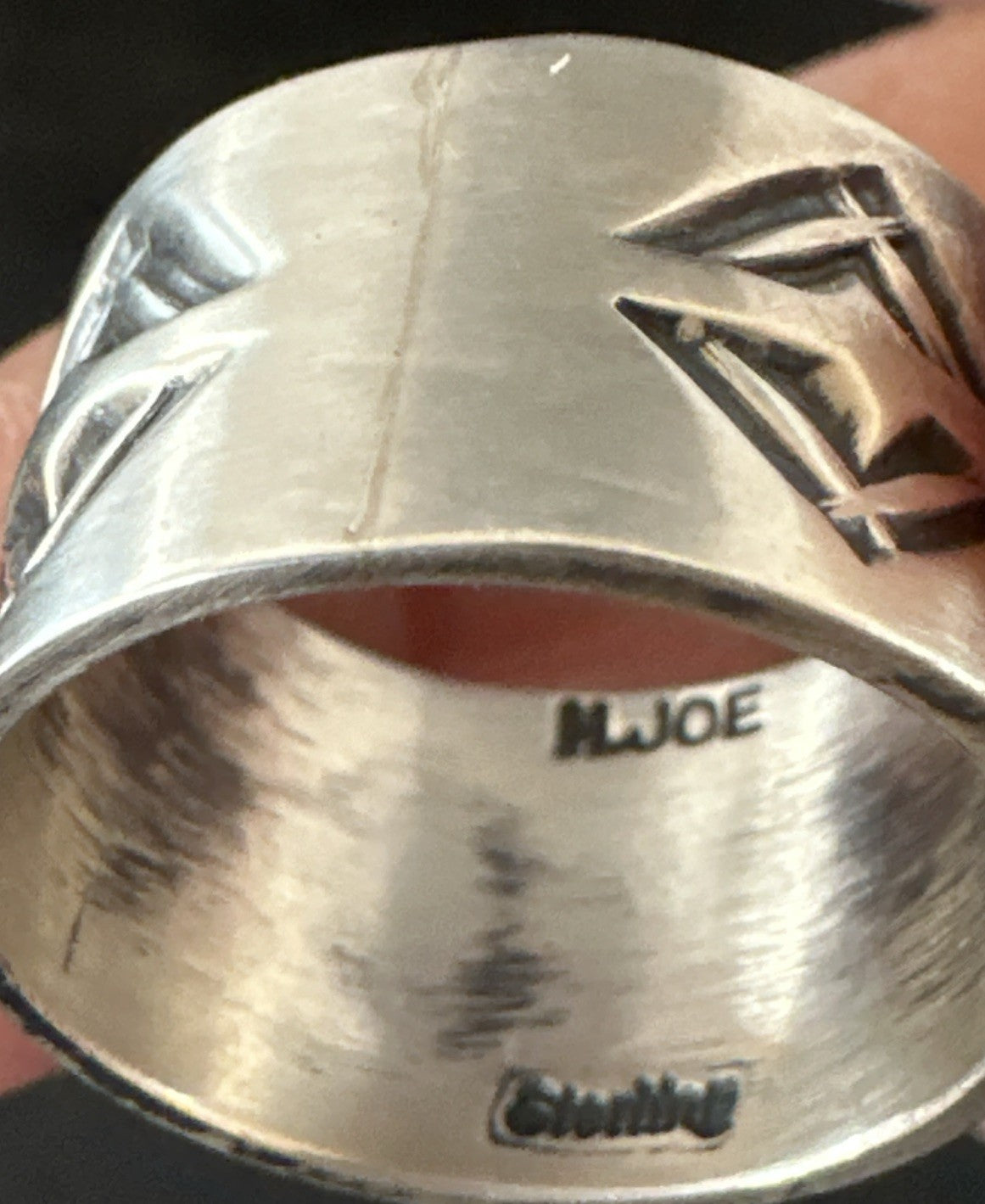 Mens Women Wedding Wide Band Navajo Stamped Sterling Silver Ring Size 10 19018