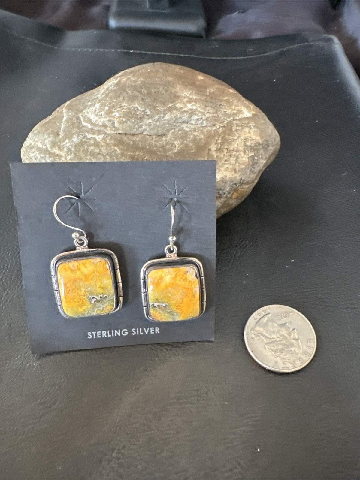 Womens Bumblebee Jasper Navajo Sterling Silver Earrings 15837
