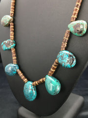 Spider Web Turquoise Bone Bead Southwestern Necklace 20" | Sterling Silver | Authentic Native American Handmade | 02628