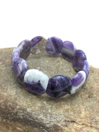 Native American Purple Charoite Stretch Bracelet 7.25" Adjustable 3019
