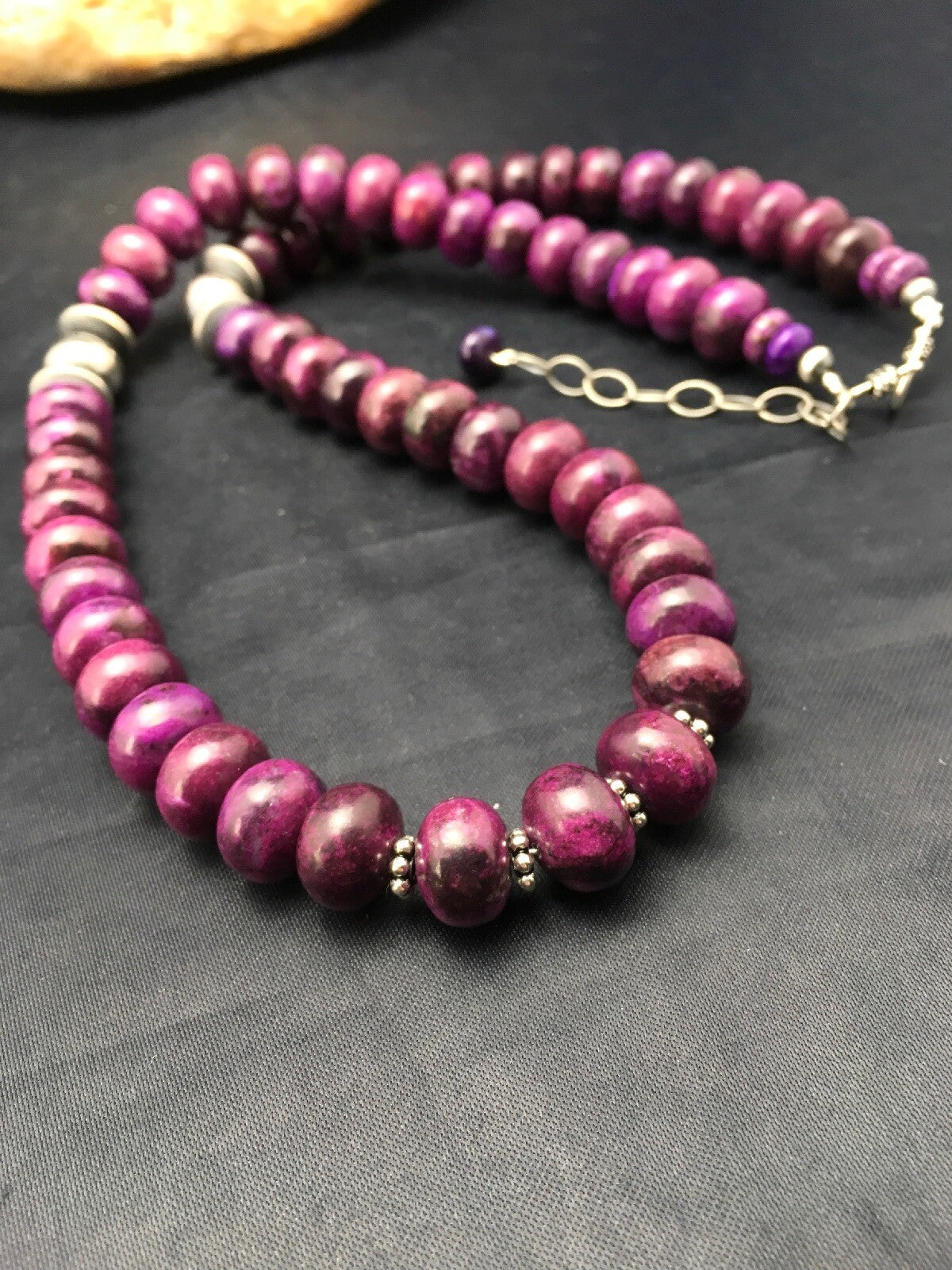 Stone Bead Navajo Sterling Silver Necklace 23” 18143