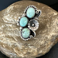 Yazzie Ring Green Turquoise Navajo Cluster Size 8 | Sterling Silver | Authentic Native American Handmade | 19207