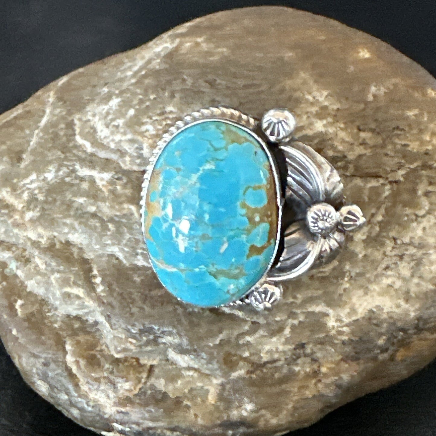 Navajo Sterling Silver Blue Turquoise #8 Ring Sets Sz 8 18106
