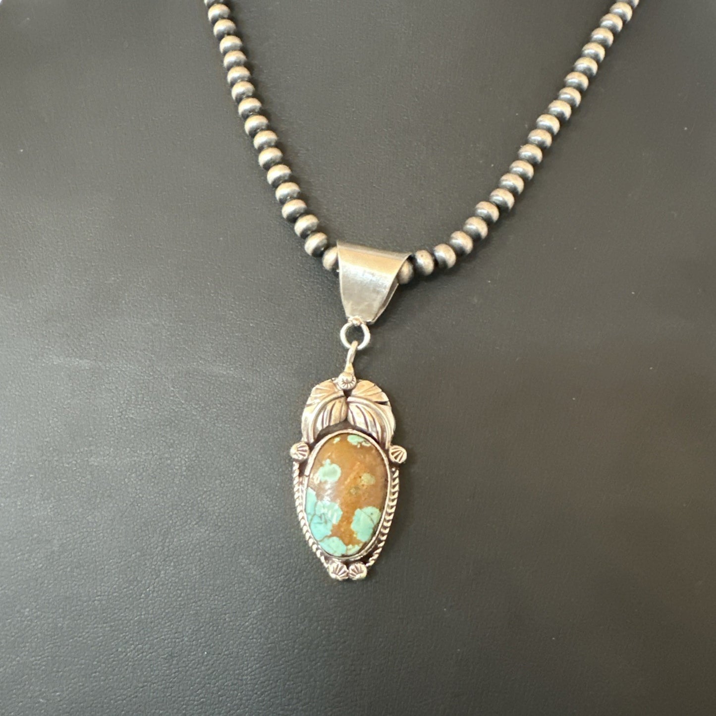 Men Women Blue Turquoise#8 Pendant Navajo Sterling Silver Necklace 19663