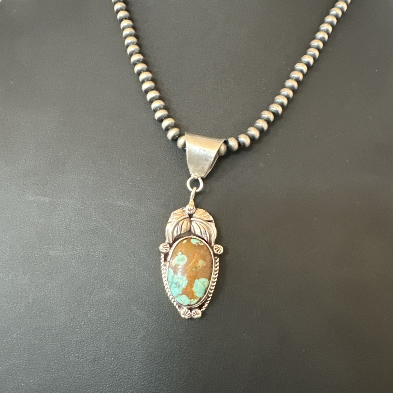 Men Women Blue Turquoise#8 Pendant Navajo Sterling Silver Necklace 19663