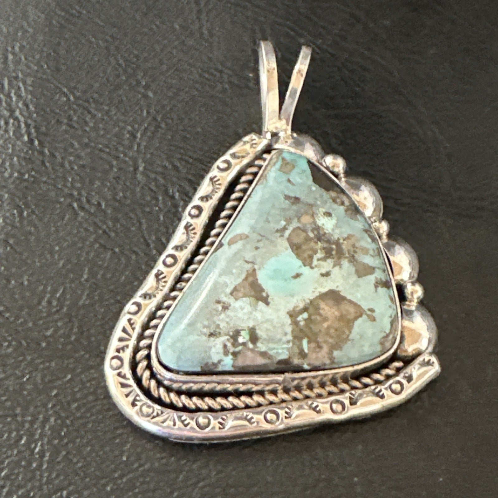 Men Women Blue Turquoise Pendant Navajo Sterling Yazzie 19527