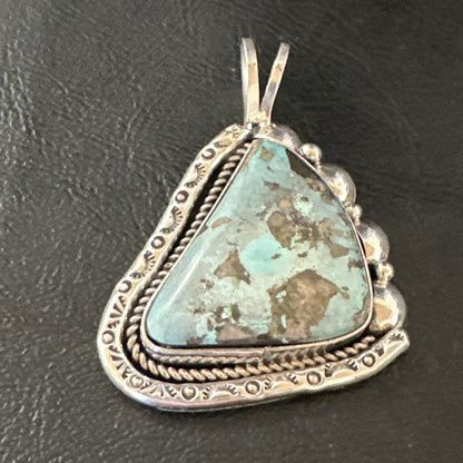 Men Women Blue Turquoise Pendant Navajo Sterling Yazzie 19527