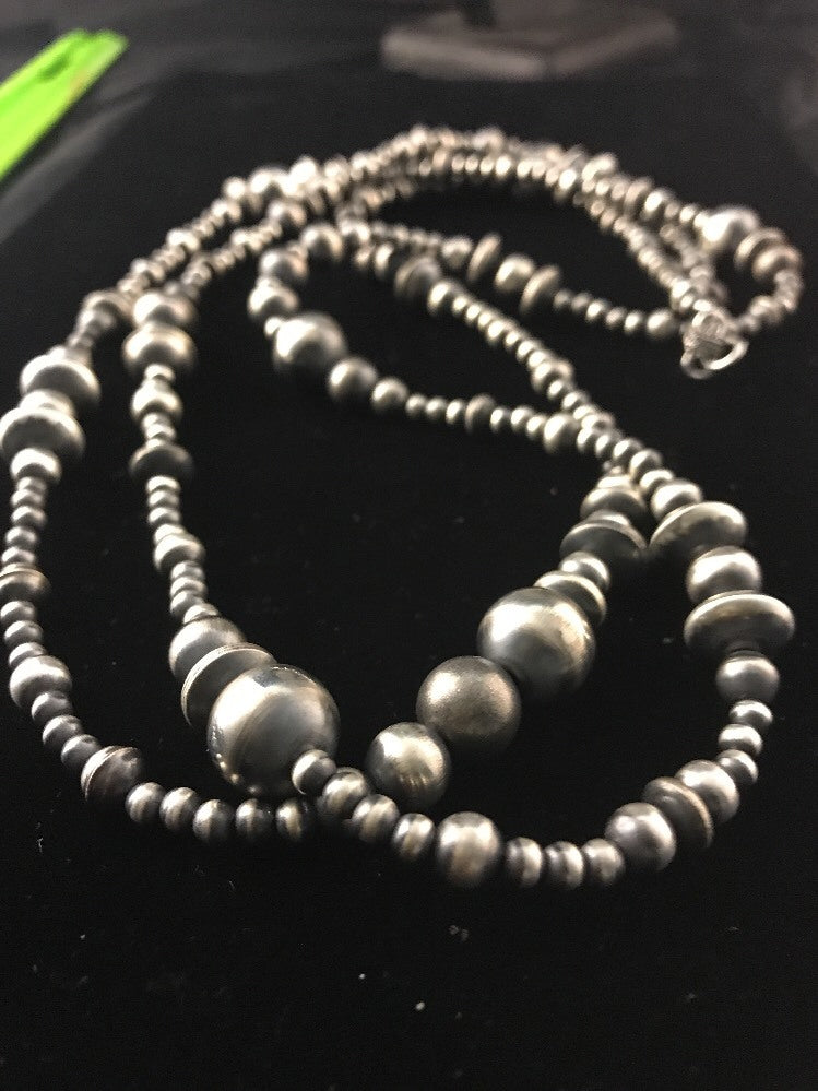 Native American Sterling Silver Navajo Mixed Beads 48" Necklace 92348