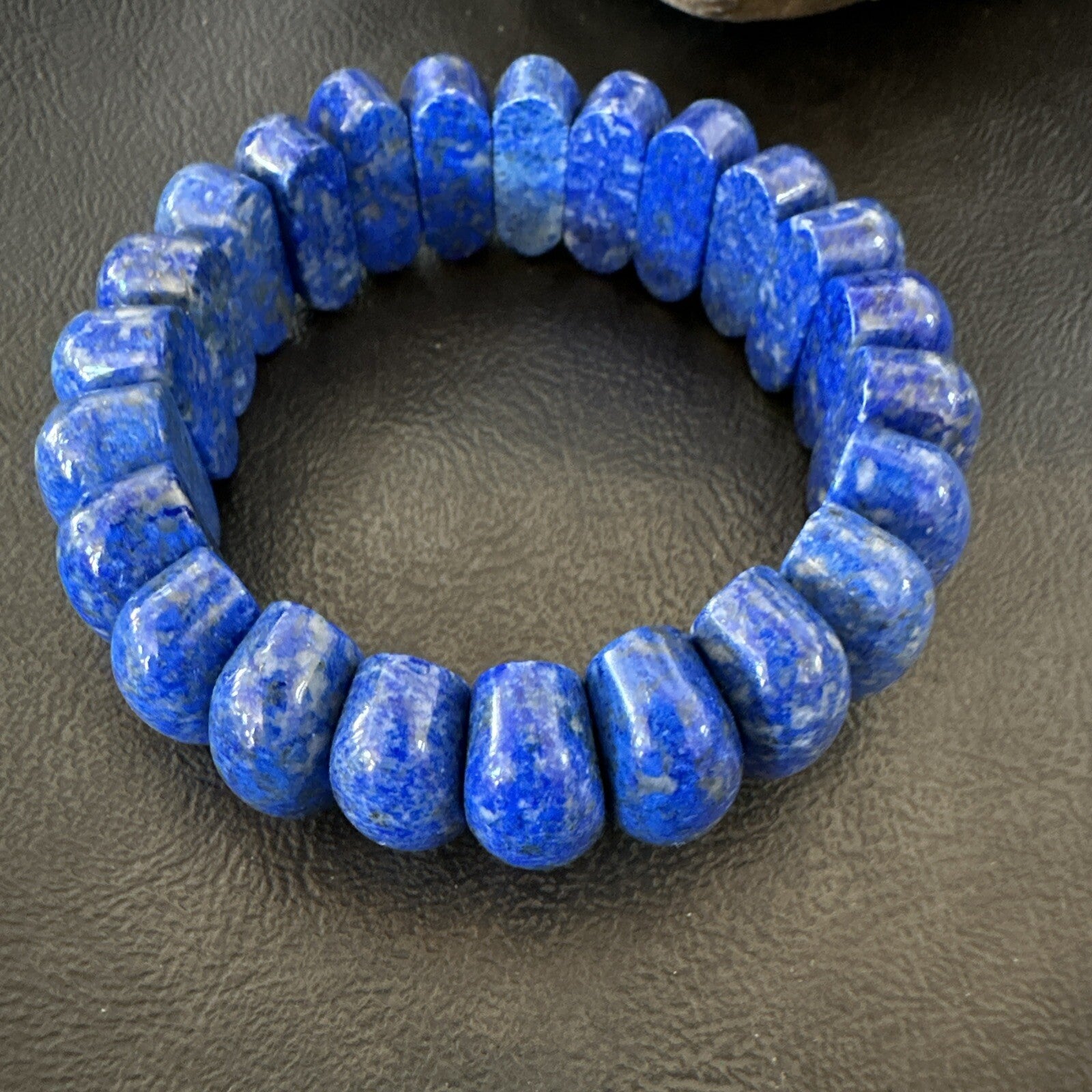 Mens Womens Blue Lapis Lazuli Stretch Bead Bracelet 7” 18861