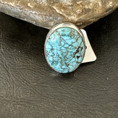 Blue Turquoise#8 Southwestern Sterling Silver Ring Size 8 19743