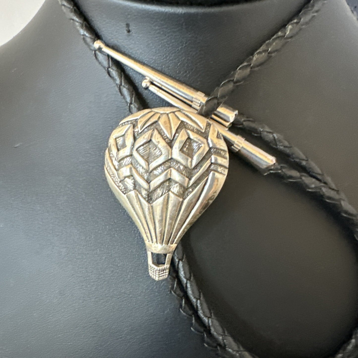Mens Hot Air Balloon Navajo Sterling Silver Bolo Tie 18774