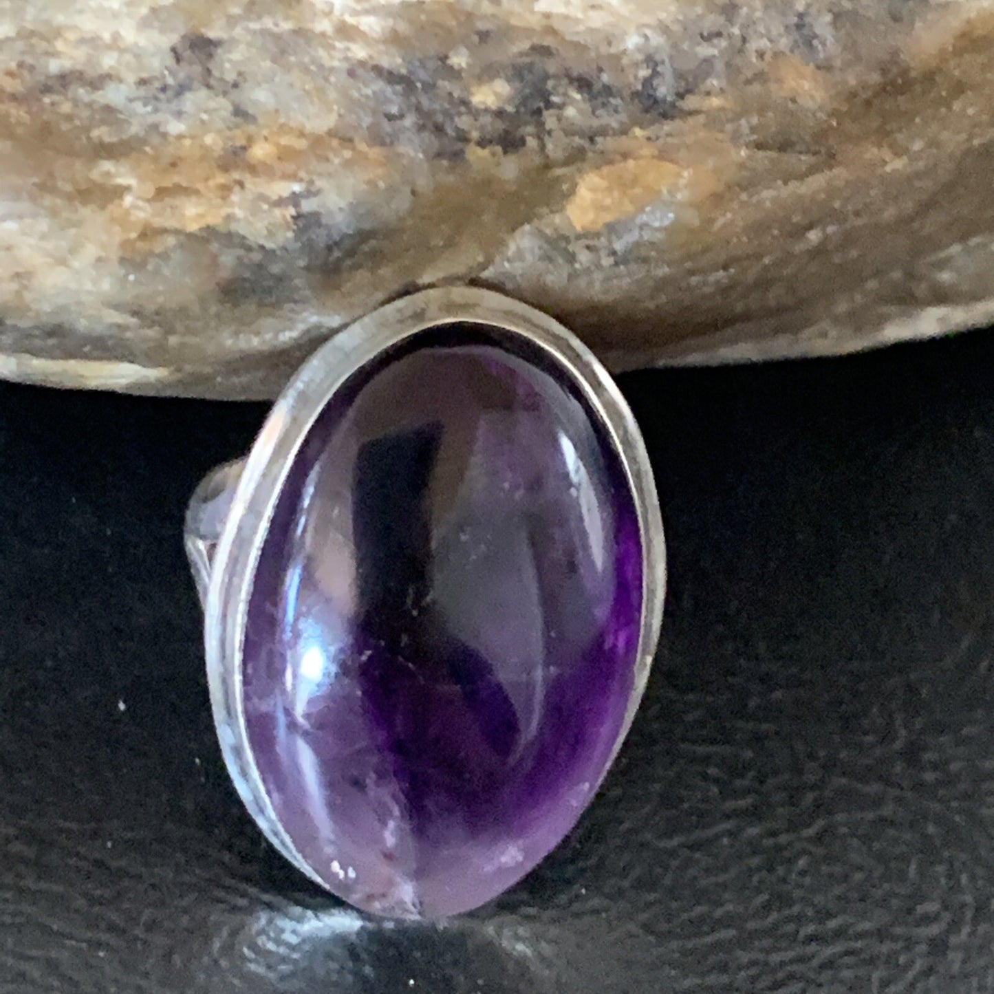 Purple Amethyst Navajo Sterling Silver Ring Size 8.5 12940