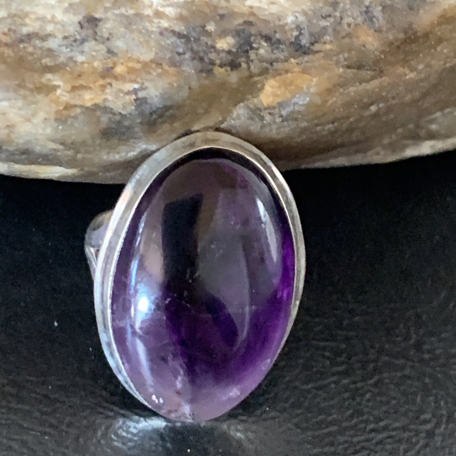 Purple Amethyst Navajo Sterling Silver Ring Size 8.5 12940